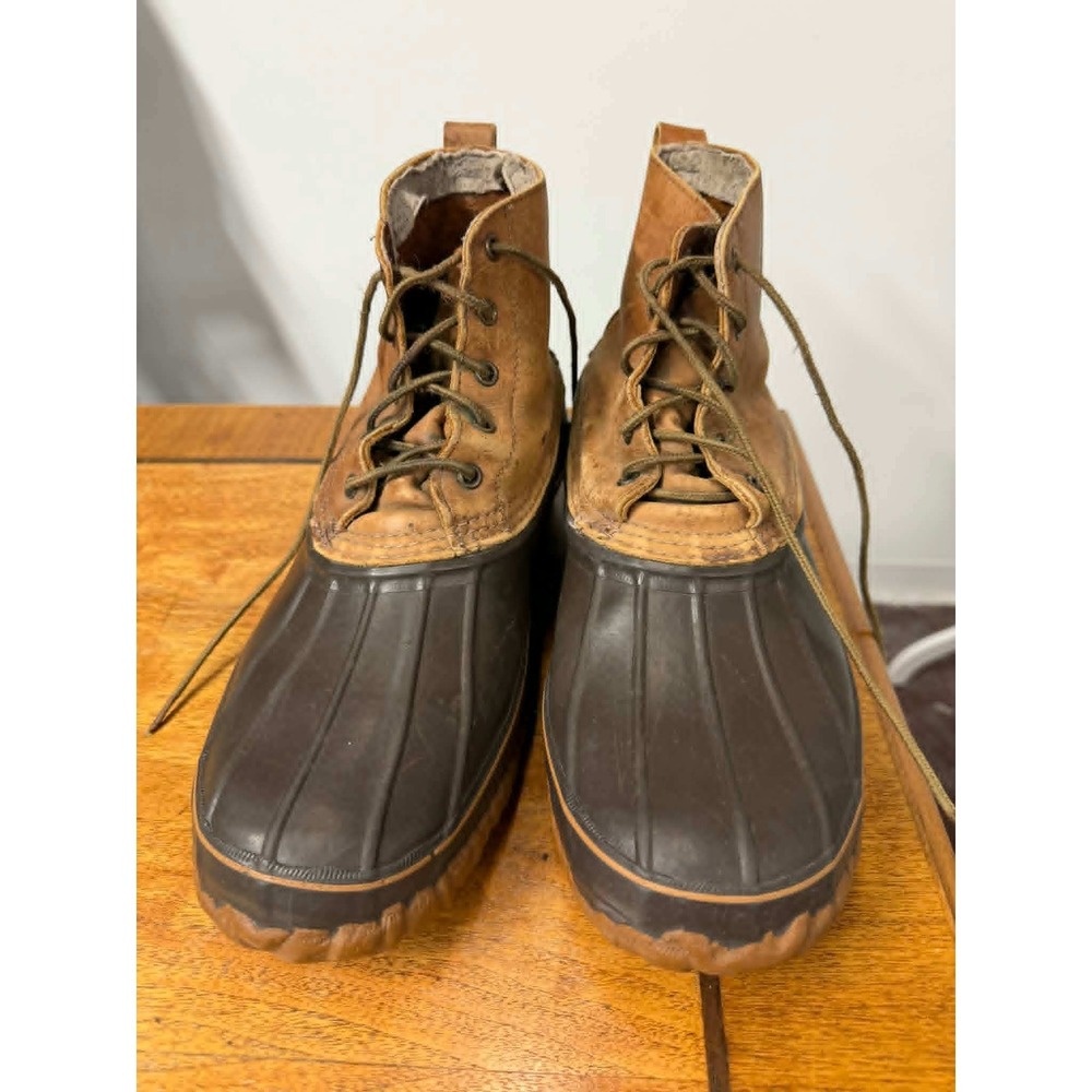 LaCrosse Suburban Mens 12 Duck Boots Brown Leather Rubber Waterproof Made in USA